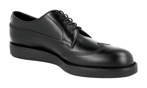Pre-owned Prada Auth Luxury  Derby Business Shoes 2ee304 Black