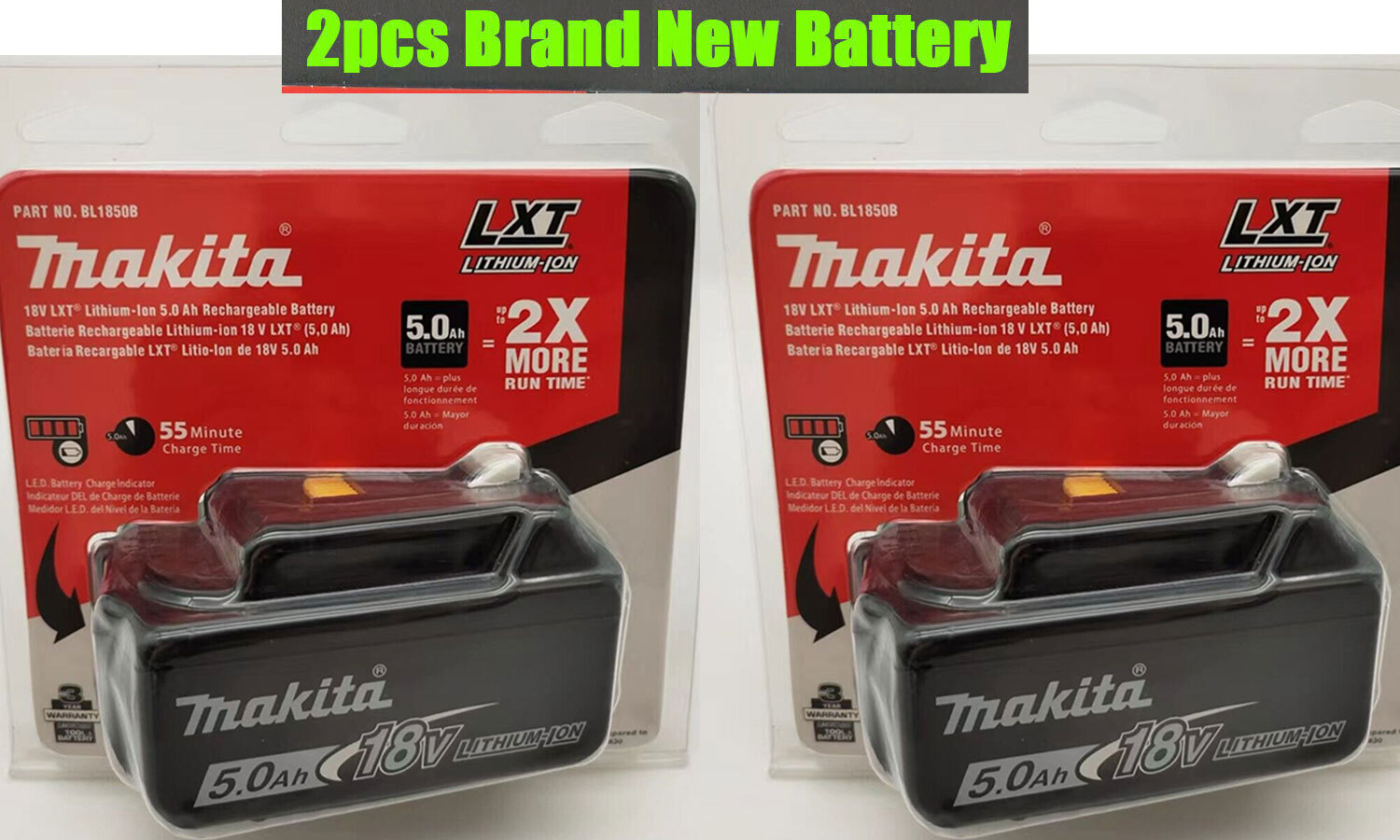 BRAND NEW Genuine MAKITA BL1850B-2 18V 18 Volt LXT Li-Ion 5.