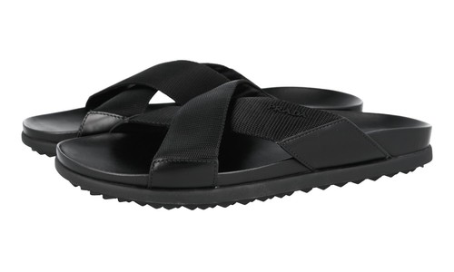 Pre-owned Prada Auth Luxury  Sandals Shoes 4x3210 Black Leather