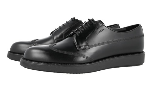 Pre-owned Prada Auth Luxury  Derby Business Shoes 2ee304 Black