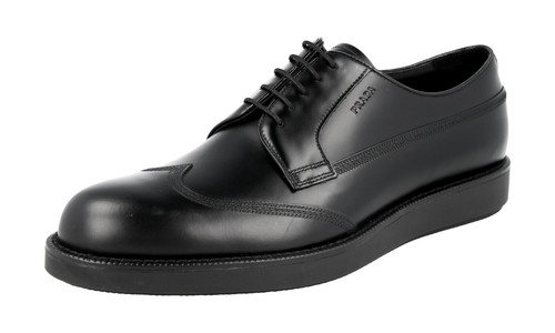 Pre-owned Prada Auth Luxury  Derby Business Shoes 2ee304 Black