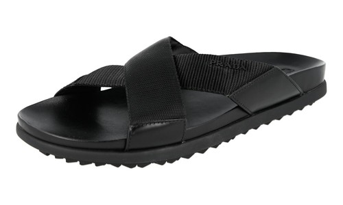 Pre-owned Prada Auth Luxury  Sandals Shoes 4x3210 Black Leather