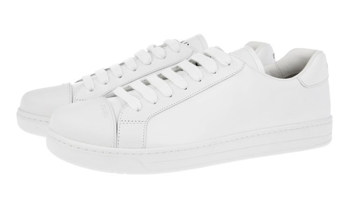 ラブパワー EU42/27cm PRADA RUBBER CAP SNEAKERS SHOES 4E3539 ALL WHITE LEATHER US
