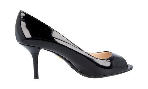 Pre-owned Prada Auth Luxury  Pumps Shoes 1k290d Black Patent Leather