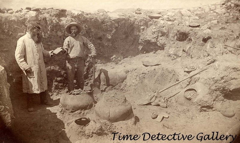 Archaeologists in Ruins of Cliff Dwellings, Arizona c1880 - Historic