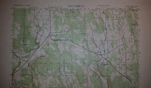 1940's Army (like USGS) topographic map Southbury Connecticut -Sheet 6366 I NW