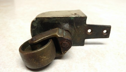 Antique Solid Brass Caster & Ornate Toe Cap Conch & Pearl 3 1/2