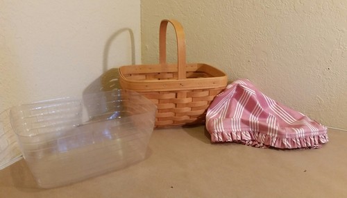 Longaberger 1999 Basket Pink with White Stripes Liner Protector 10 3/4
