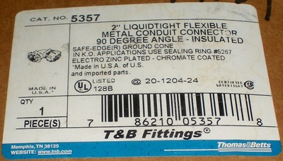 ELECTRICAL CONDUIT 5357 THOMAS BETTS 2'' FLEXIBLE LIQUID TIGHT 90° DEGREE ELBOW