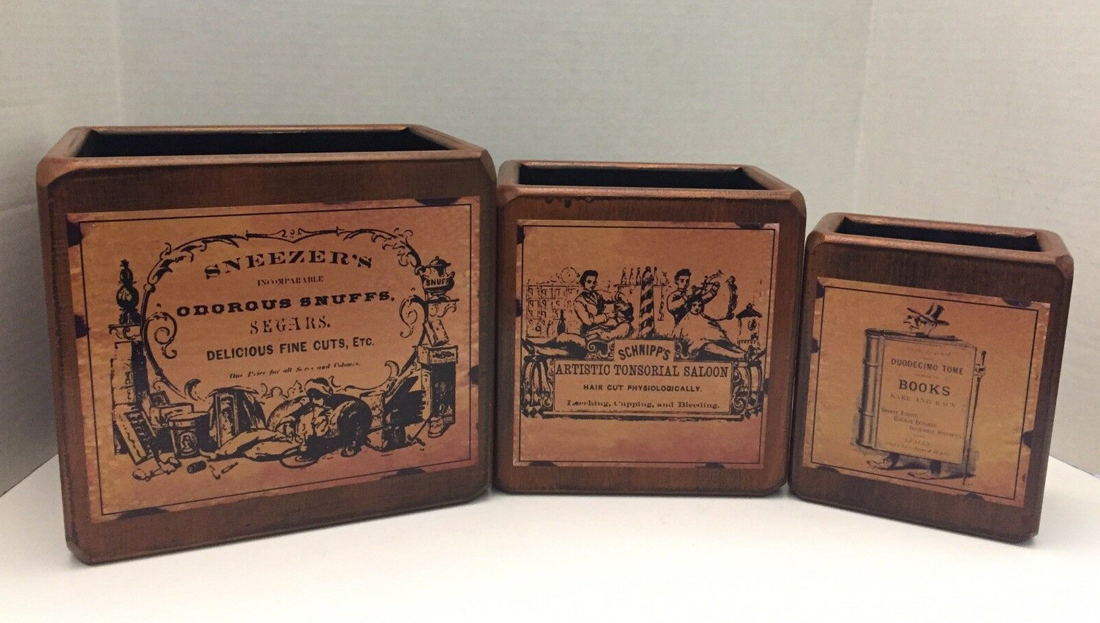 Set of 3 Wood Steampunk Storage/Organizing Nesting Boxes