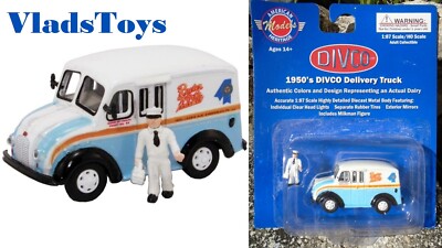 Divco 1:87 Scale HO Milk Truck w/Milkman Figure Rueter Worth Dairy AHM87-011