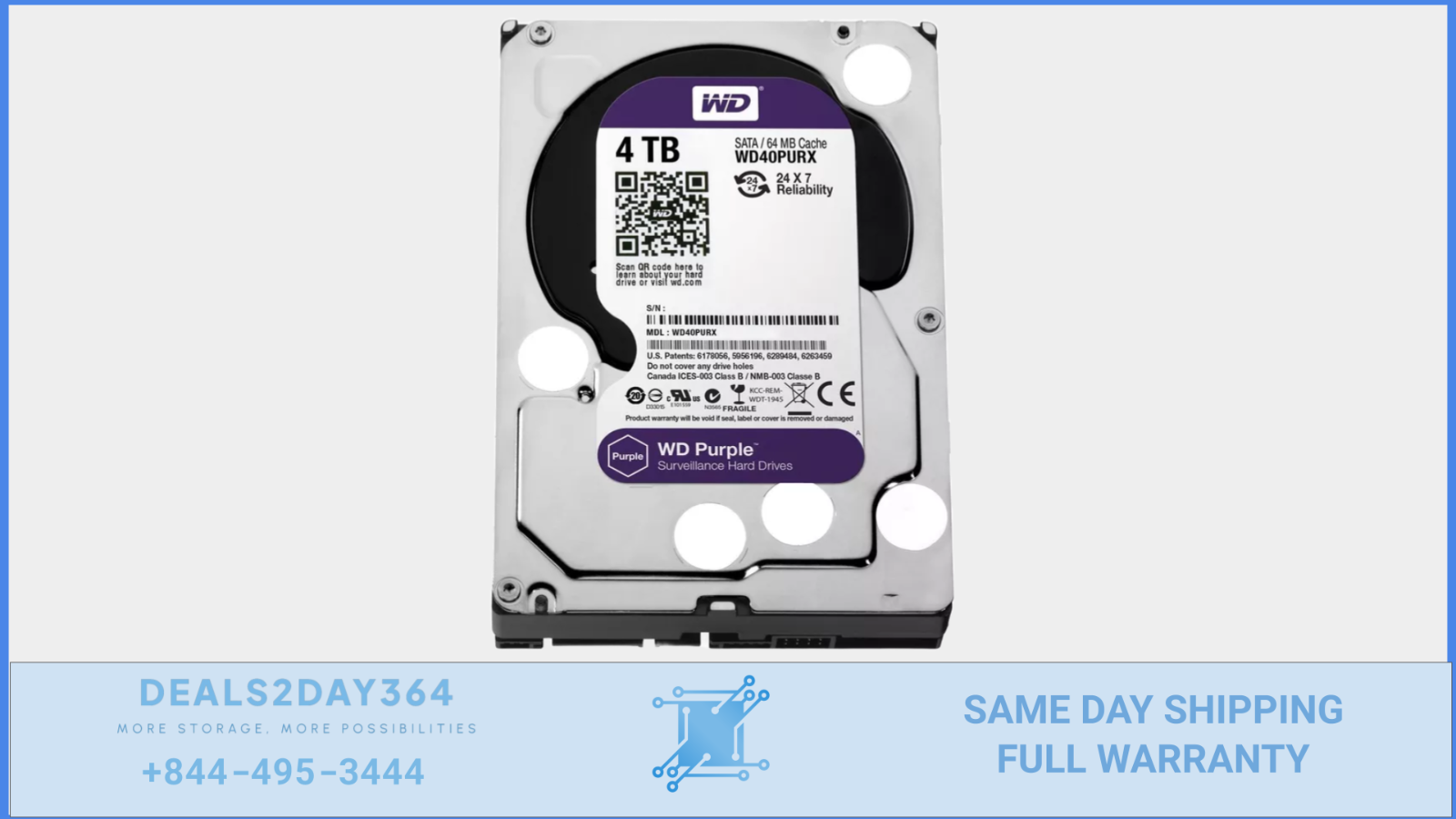 WD 3.5インチHDD 4TB WD Purple WD40PURX 3.5インチ HDD 4TB 使用0時間 WD