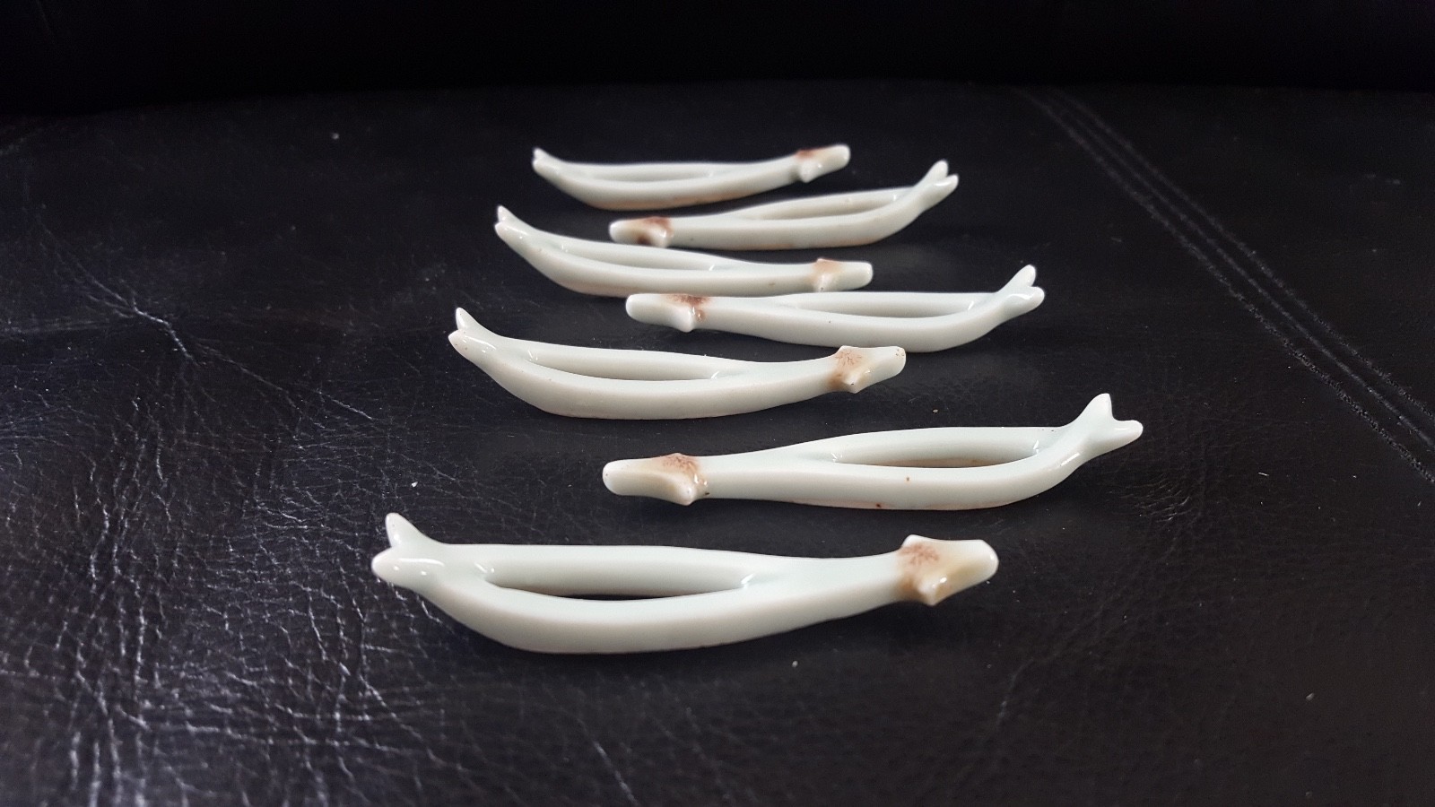 1950's Spoons & Chopstick stands Chinese Republic Porcelain Wan shou Wu Jiang