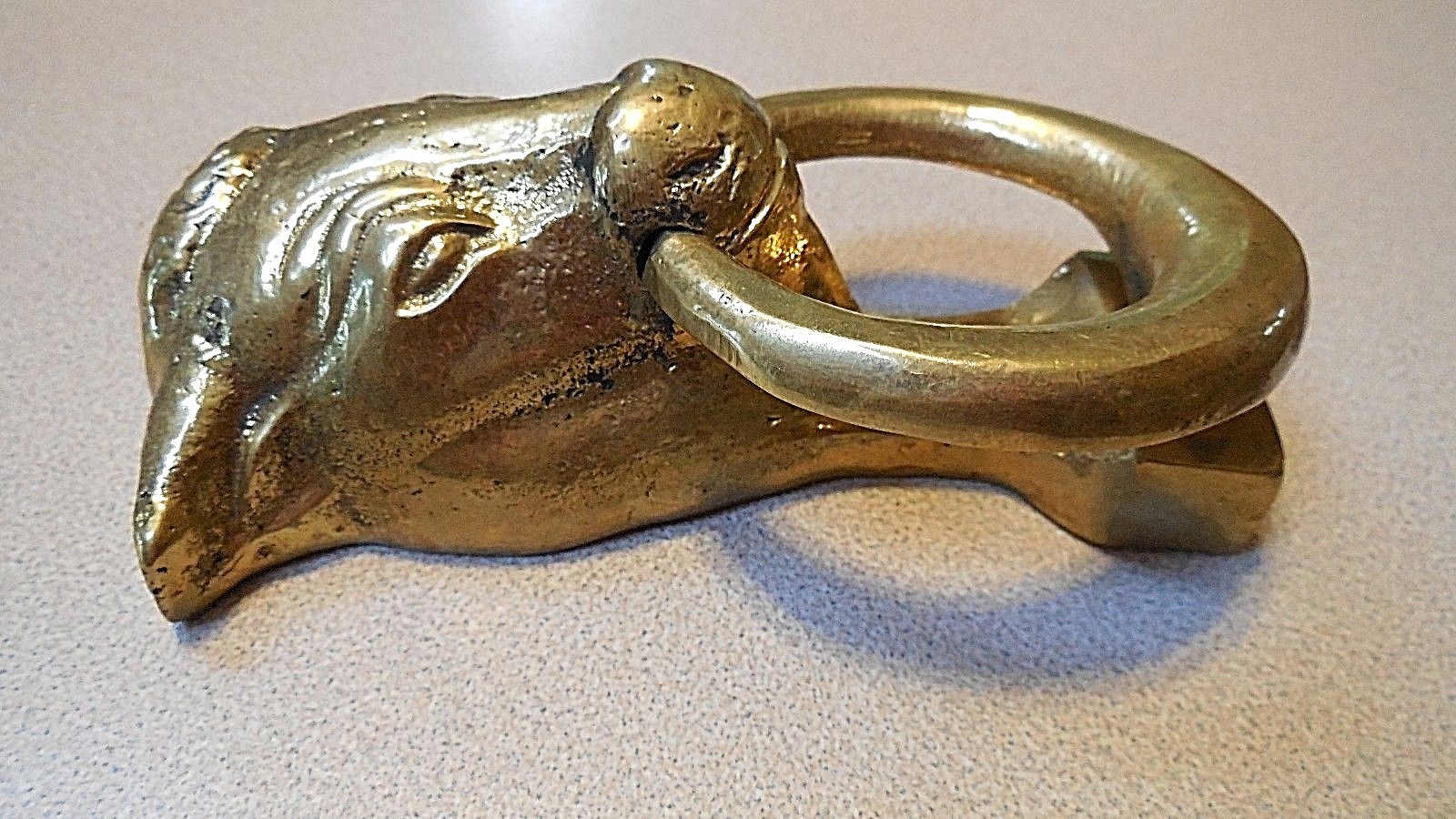 Vintage Brass Door Knocker Bull