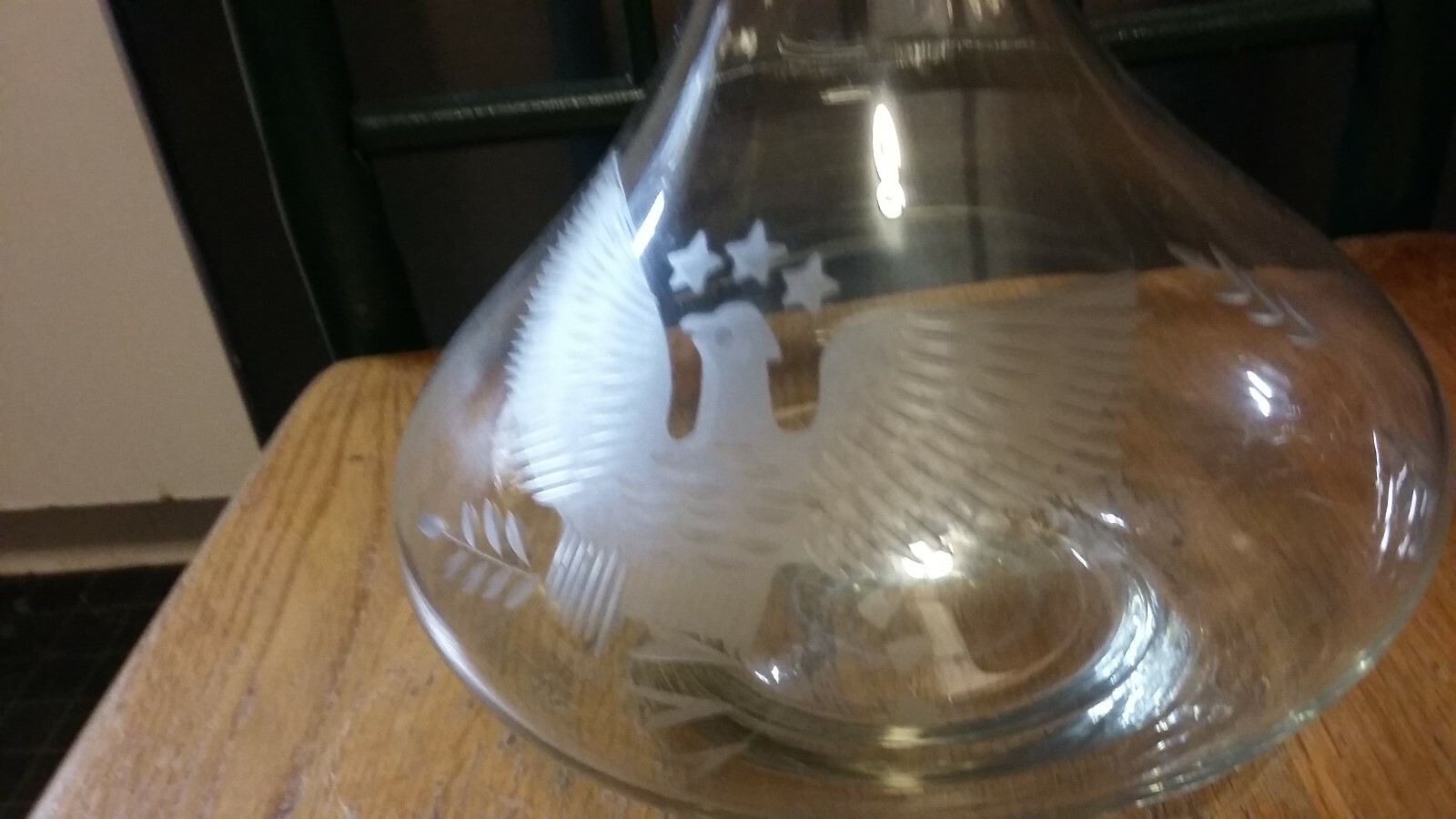 ANTIQUE Vintage SHIP ETCHED GLASS 12