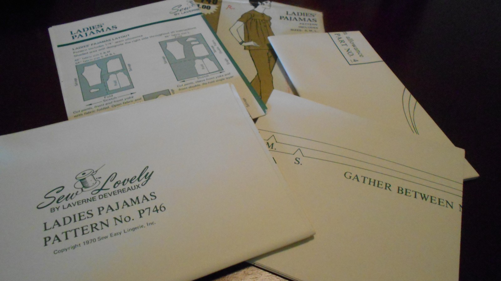 SEW LOVELY LINGERIE PATTERN P746– LADY's PAJAMAS SZ SM-M-LG UNCUT 1970