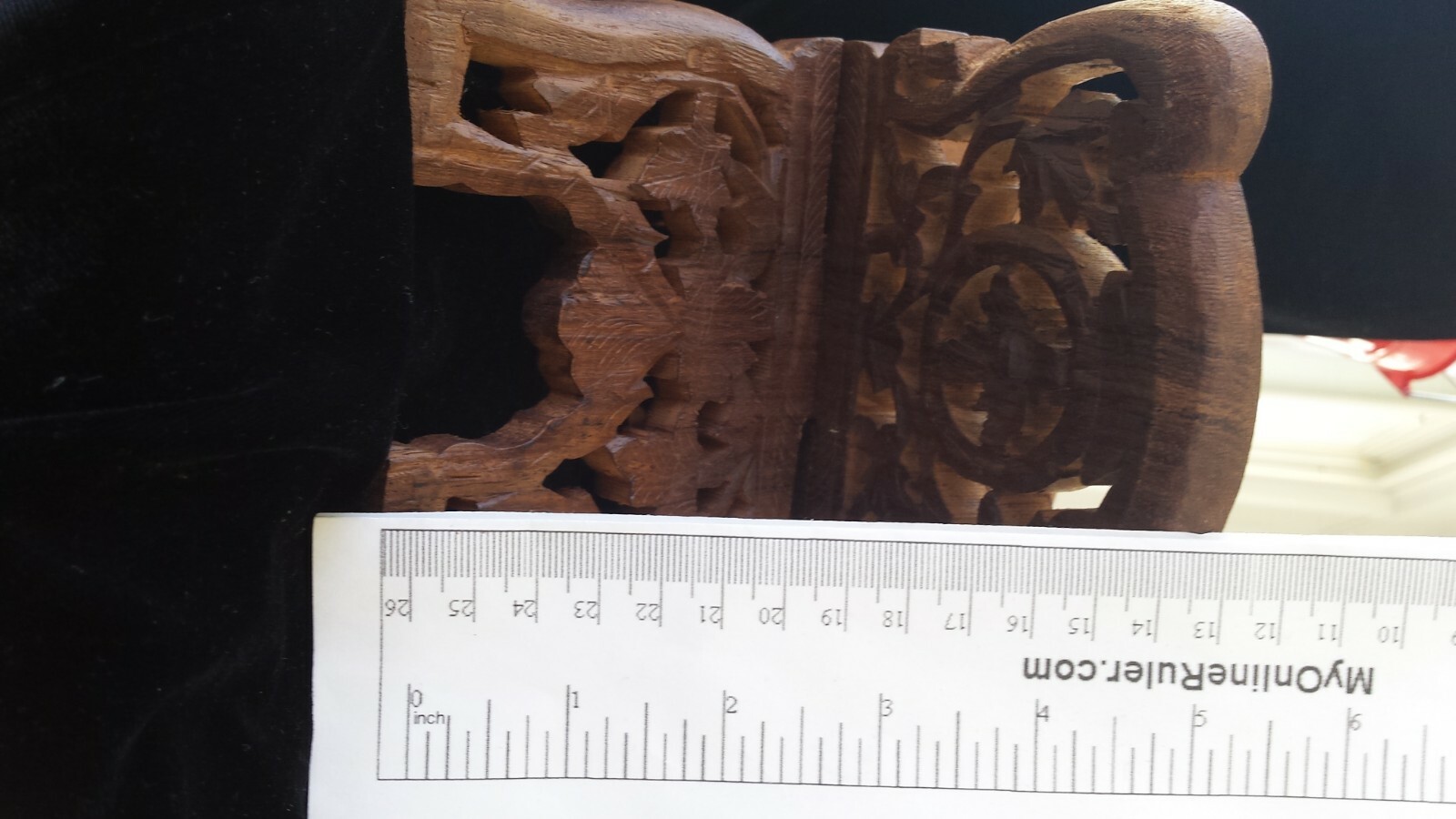 Book Stand Hand Carved Wooden Folding Bible or Cookbook Ornate Holder VTG