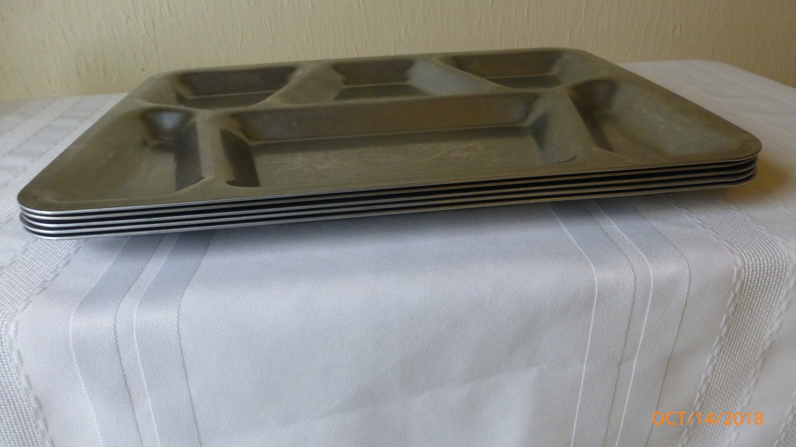 Vintage Steel Prison Military Cafeteria Heavy Duty Lunch Food Tray 1951 Set of 5
