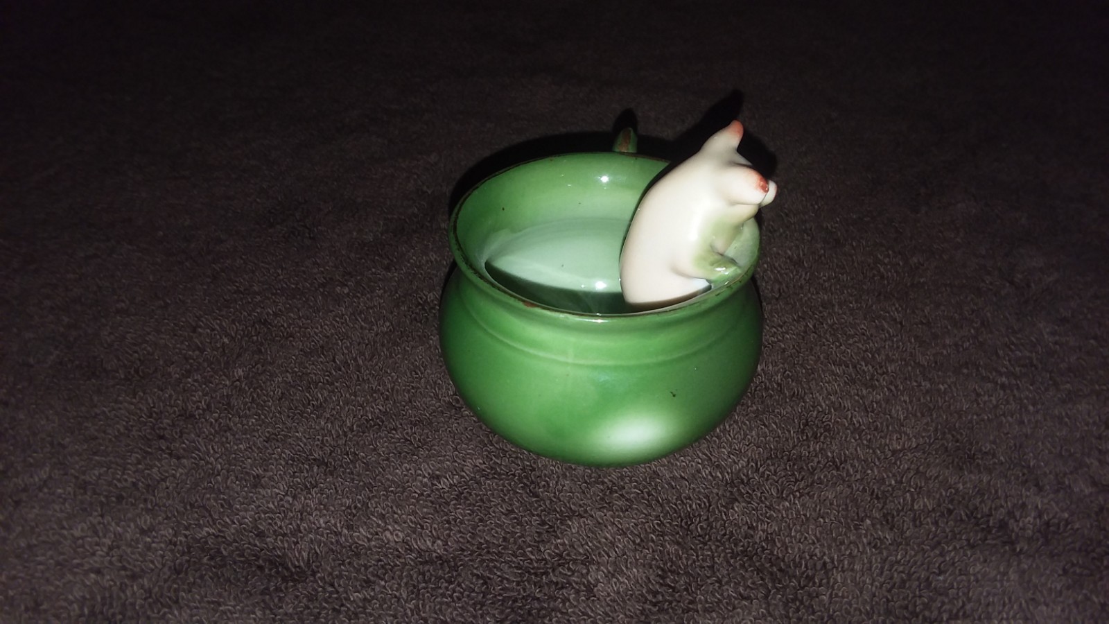 Vintage German Pink Pig Porcelain Figurine - Pig Sitting in Tea Cup