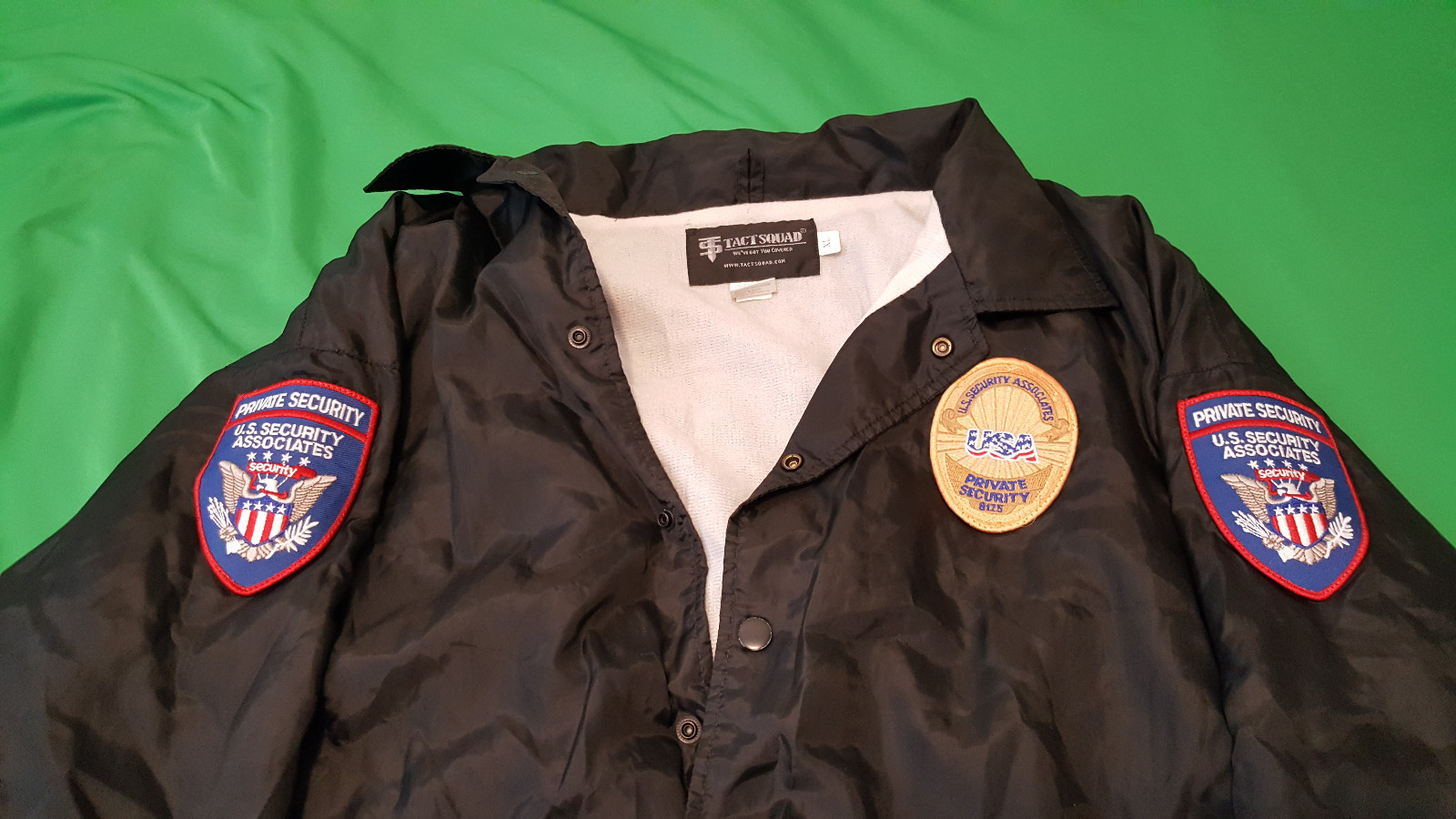 TACT SQUAD  Security Black Windbreaker Jacket MADE USA ~ Men's XL size.