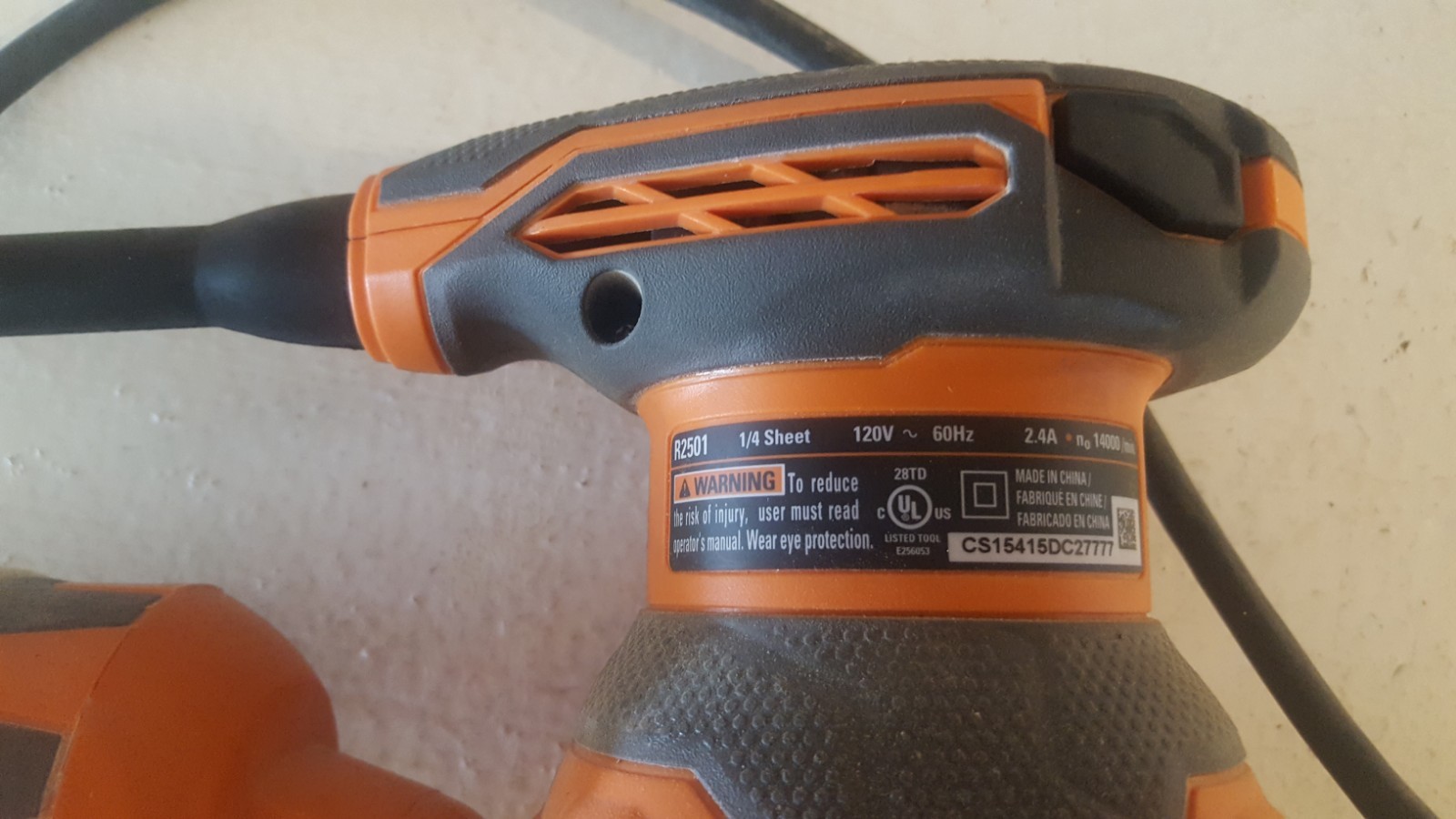 Ridgid r2501 2.4 Amp 1/4 Sheet Sander