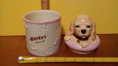 COCKER SPANIEL Porcelain Dog Treat Cookie Jar Ceramic Figurine Quality DNC   NIB