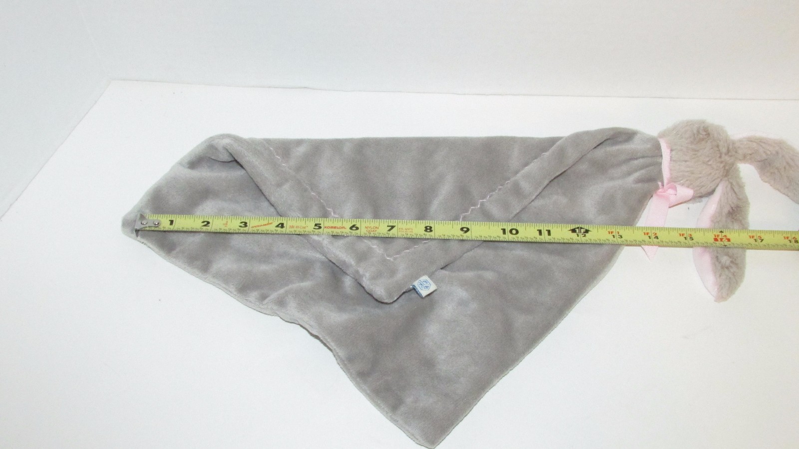 Pottery Barn Kids Gray Bunny Rabbit Baby Security Blanket Pink ears ribbon bow