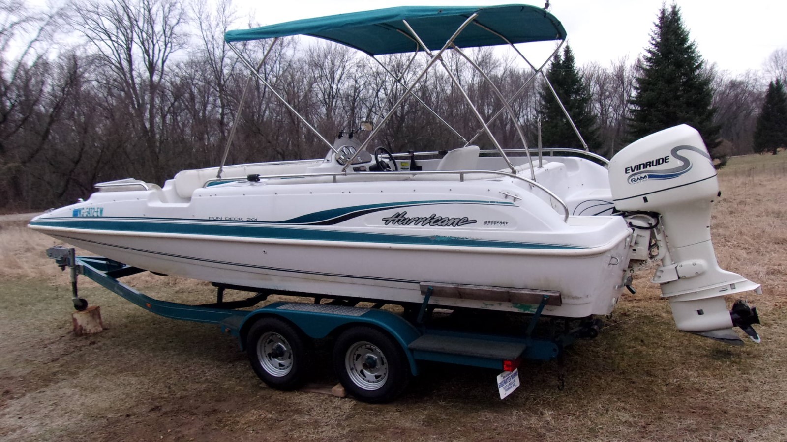 2000 Hurricane Fun Deck 201 Boat w/ 175 Evinrude Ficht Hurricane Trailer *READ*