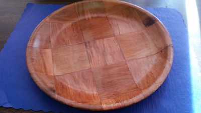 (THREE PLATES) 10'' WOOD WEAVE DINNER PLATE DISHWASHER SAFE/TOXIC SAFE