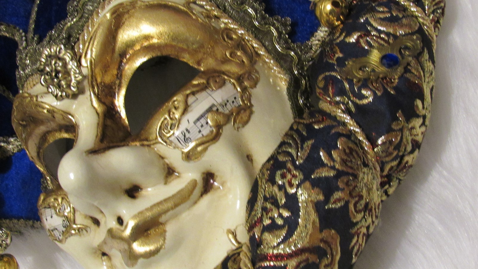 MASCHERA DEL GALEONE~ITALY~HAND MADE VENEZIA MASK~ handheld blu/gold