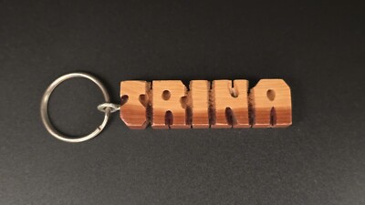 Keychain TRINA Personalized Custom Name Fob Wood Key Ring Unique Gift Idea