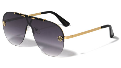 SEMI RIMLESS ONE PIECE SHIELD LENS PILOT AVIATOR SUNGLASSES SPORT RETRO DESIGNER