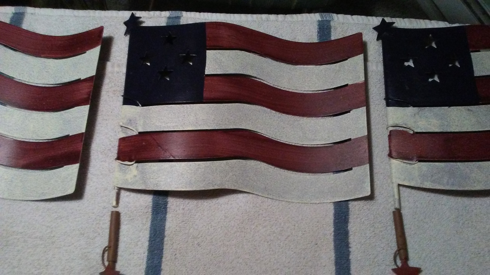 Patriotic Rustic Metal Painted Flag Yard Stakes 37