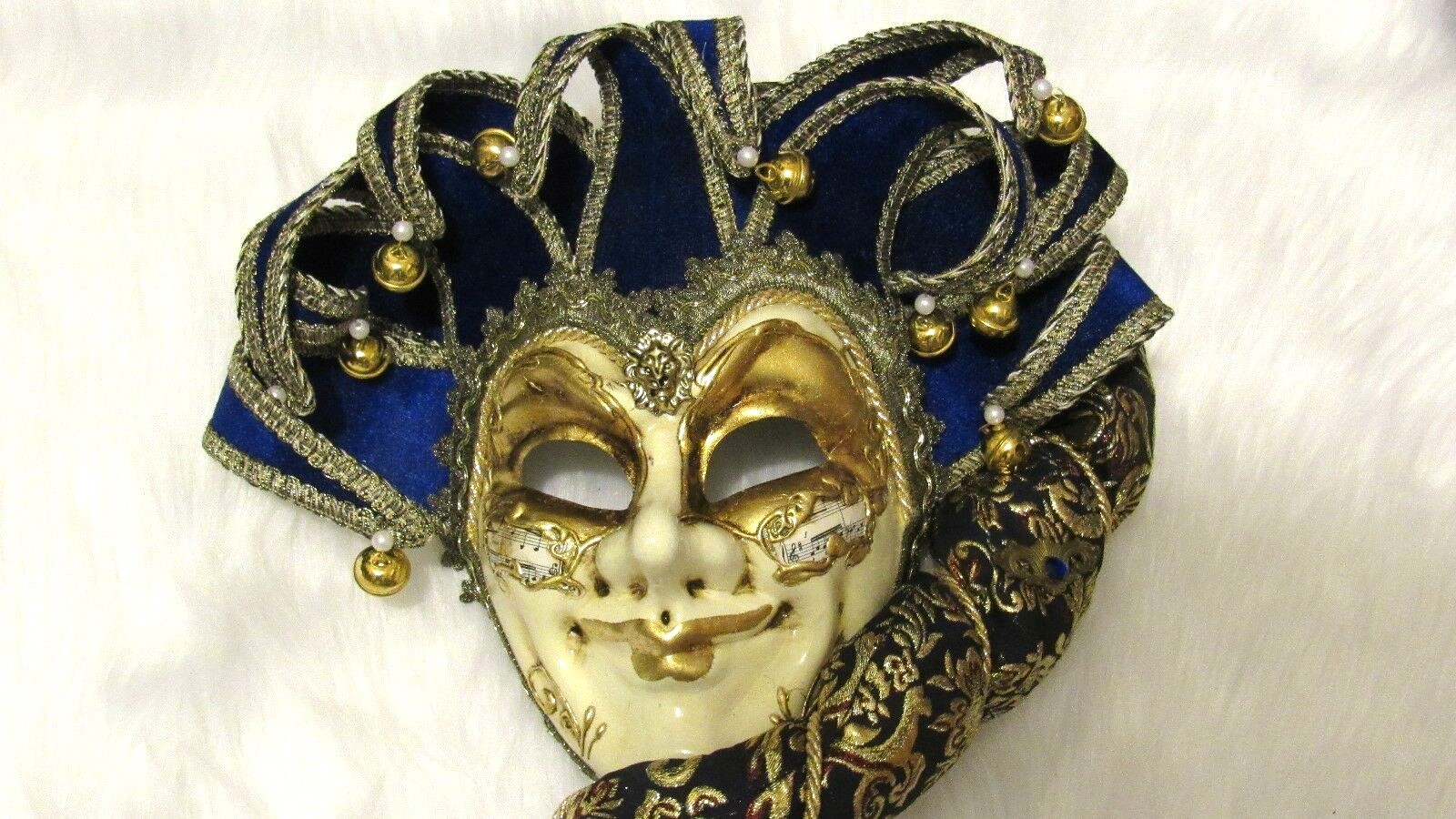 MASCHERA DEL GALEONE~ITALY~HAND MADE VENEZIA MASK~ handheld blu/gold