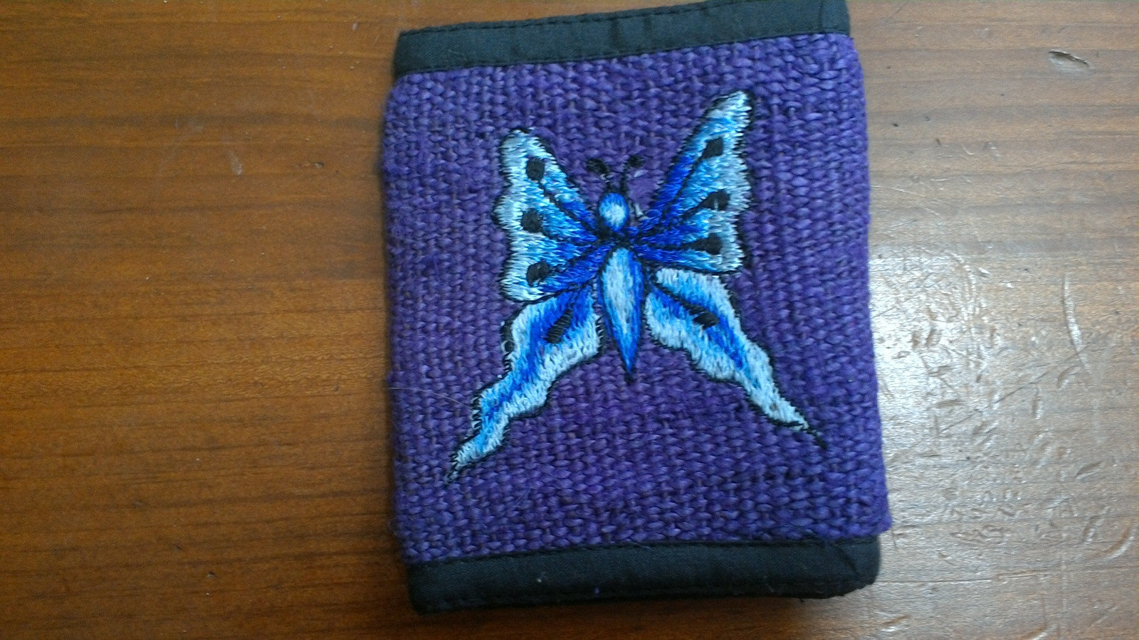 Hemp Bifold Wallet Made in Nepal Orange or Blue Butterfly