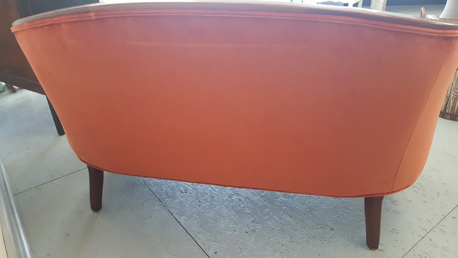 Vintage Velvet Rust Orange Settee Antique Couch Excellent Condition