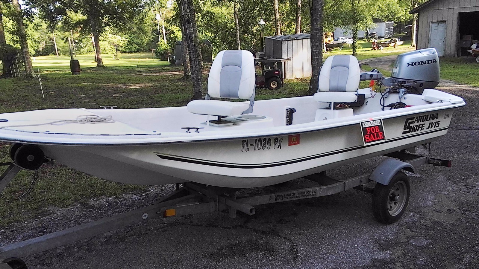 2012 Carolina Skiff JV15 /25 Honda trailer