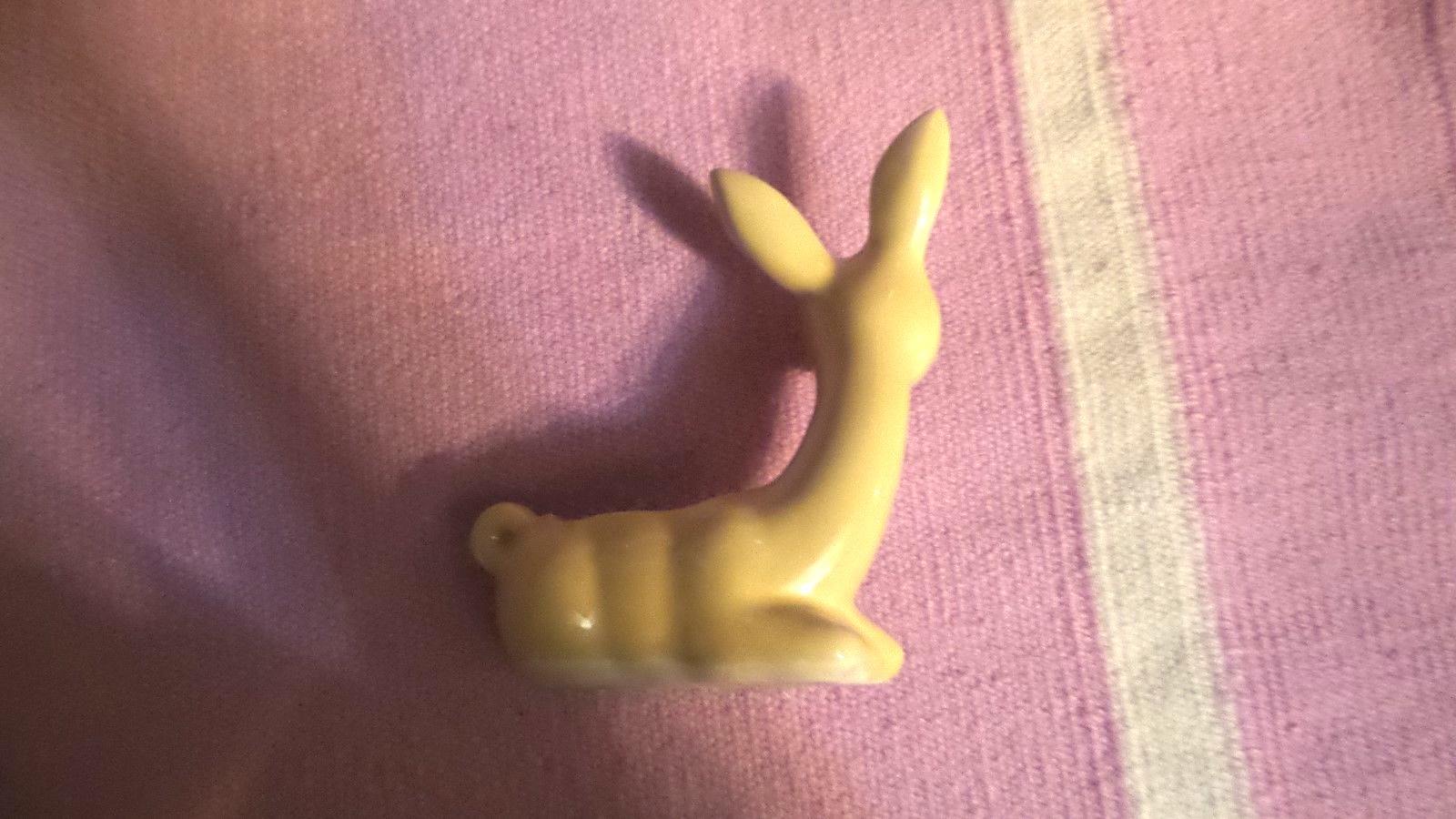 Vintage Pottery Unmarked Yellow Deer Planter Laying Down