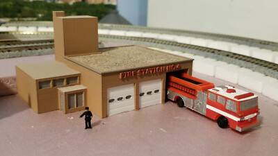 N Scale One Story Main Street Fire Station White Unpainted