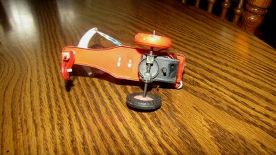 Vintage 1950-1960's Wind Up Tin Litho Crazy Clown Riding On Scooter Tricycle Key