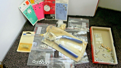 DRIZT EYELET PLIERS KIT & Mixed Lot of Snaps Vintage From 70's or Older