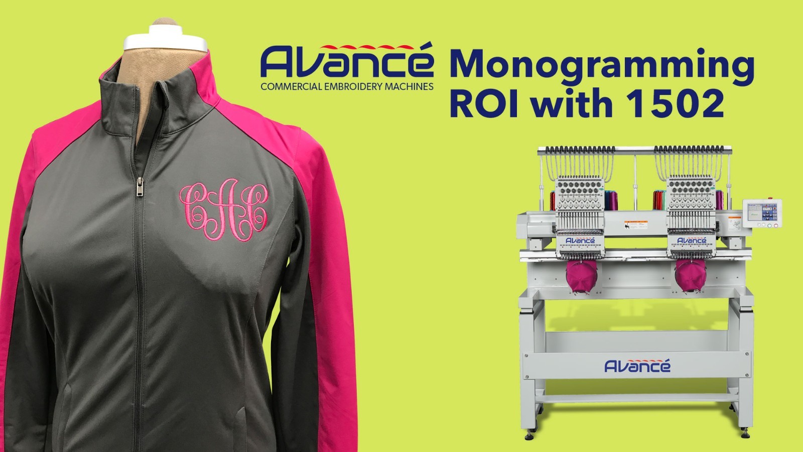 Avance 1502 commercial embroidery machine