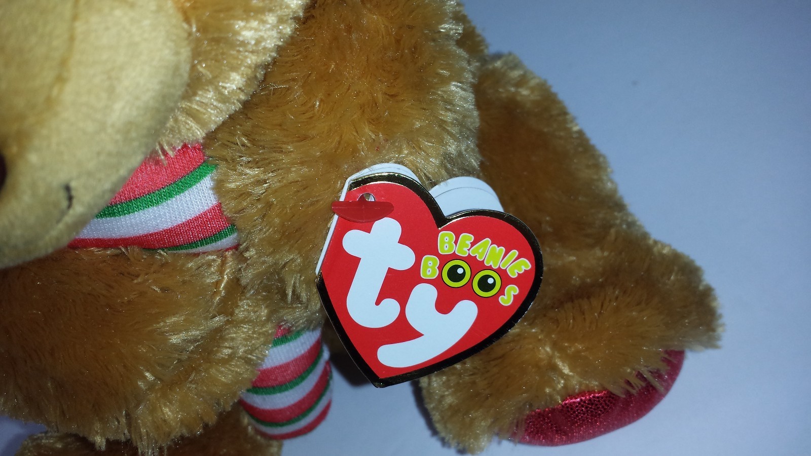 Bella Beanie Boos Collectible Ty Plush Bear with Candy Cane Christmas 8.5 Inches