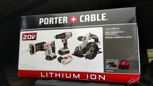 NEW Porter-Cable 20V Max Cordless Lithium-Ion 4-Tool Combo Kit w/ Bag PCCK616L4