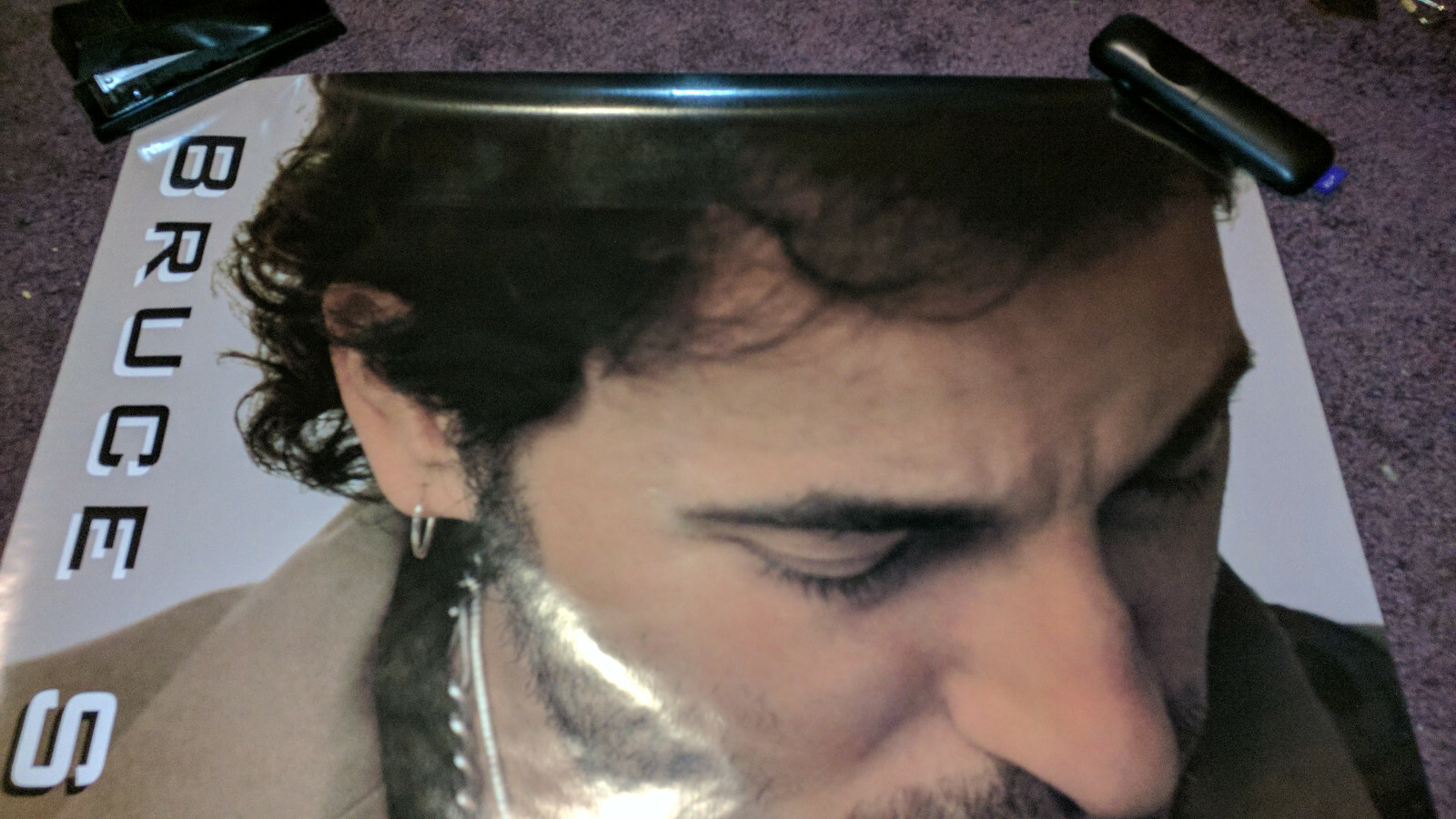 Bruce Springsteen poster Cross Necklace Portrait Brown MINT OOP 24x36 80's 90's