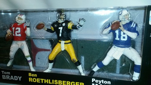 ? NEW RARE MCFARLANE NFL ELITE QB BRADY ROETHLISBERGER MANNING 3 PACK FIGURE F/B