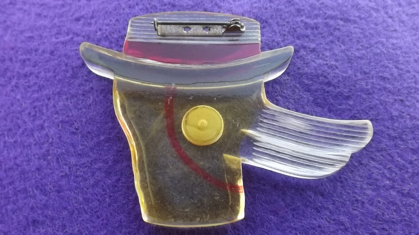 Rare Vintage 1940's Joe Penner Goo Goo Duck Lucite Pinback Brooch Radio Premium