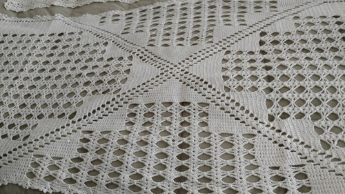 Vintage Pair of White Crochet Table Runners