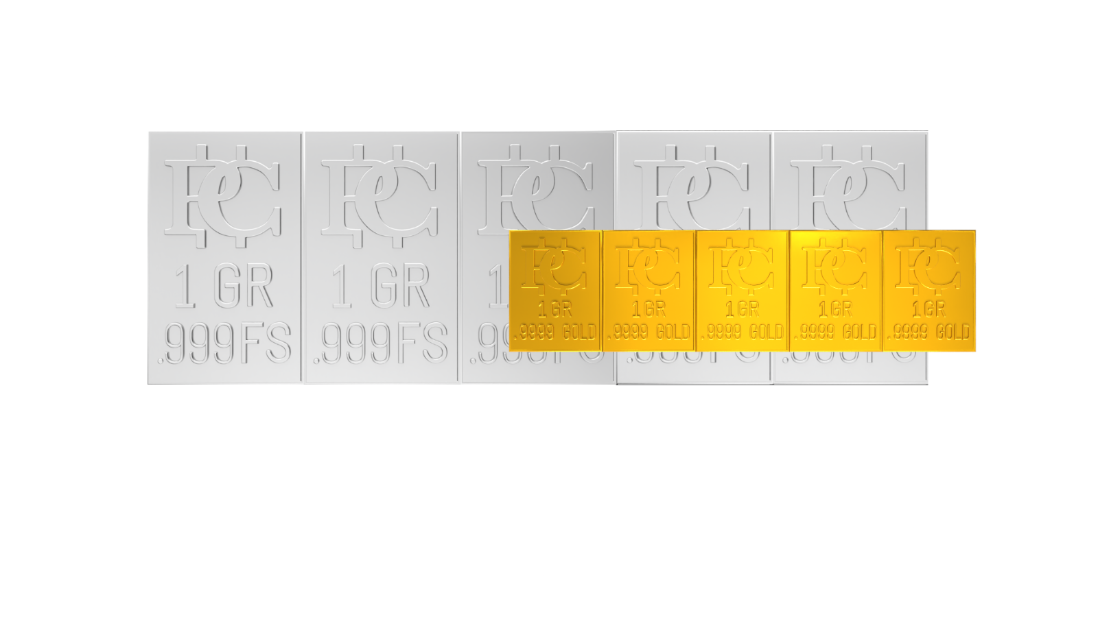 Gold/Silver Bars That Breaks into 5 One GR Bars Gold Bullion .9999 Gold Ingots
