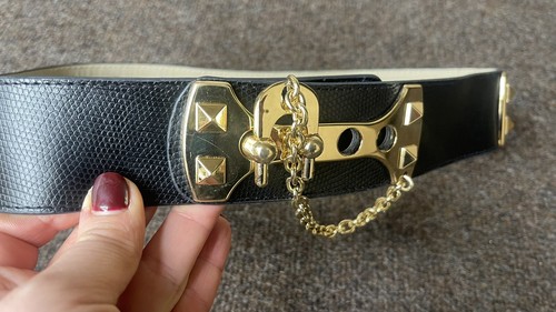 【ARGUE】LONG LONG LETHER BELT/BLACKxGOLD Amazon.com: RISANTRY Women's Black Patent Leather Belt